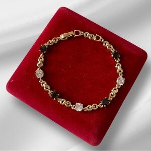 Elegant 14k Gold plated Bracelet with White and Black Zircons.